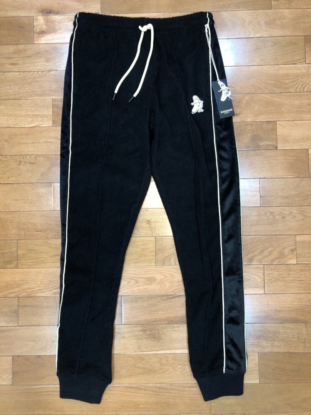 NWT Bananas Monkey Black Heavyweight Terrycloth Track Pants Joggers Size S